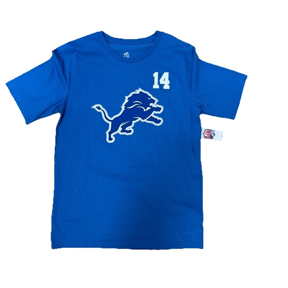 NWOT Detroit Lions Amon-Ra St. Brown #14 Jersey T-Shirt Youth L 14/16 Blue Tee